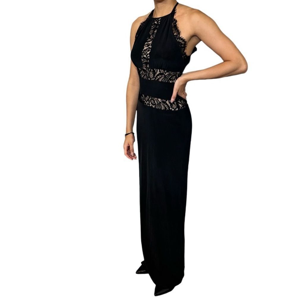 Nicole Miller Black silk dress with lace accents